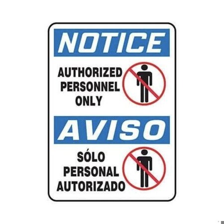 Accuform AUTHORIZED PERSONNEL ONLY, Plastic, 20 in x 14 in, Hole Mount SBMADC840VP